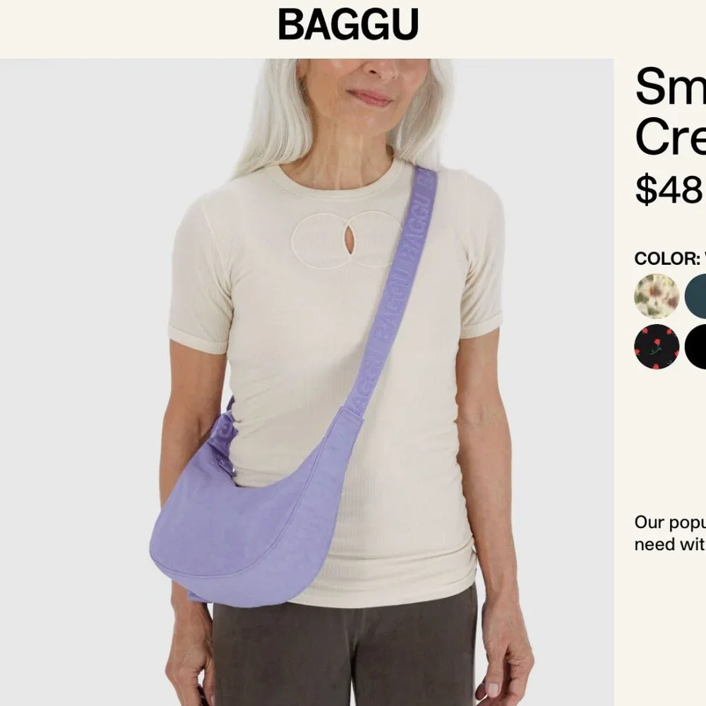 BAGGU Small Nylon Crescent Bag | Hot Pink - Picture 6 of 6